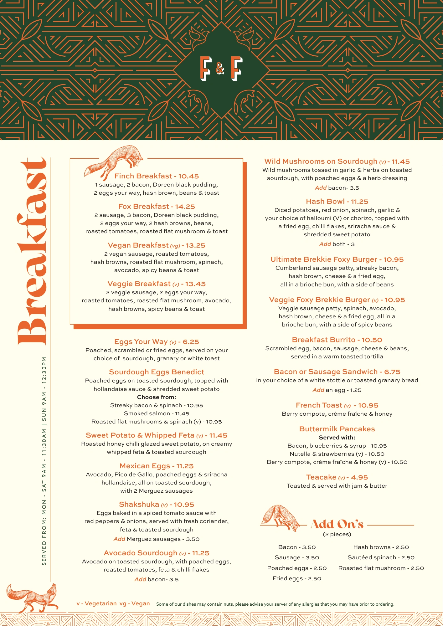Breakfast menu, PDF page 1 of 2